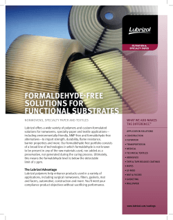 Formaldehyde-Free SolutionS For Functional SubStrateS