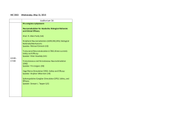 IHC 2015 Preliminary Timetable Wednesday 13th May 2015 Hall A