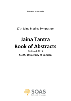 Jaina Tantra Book of Abstracts