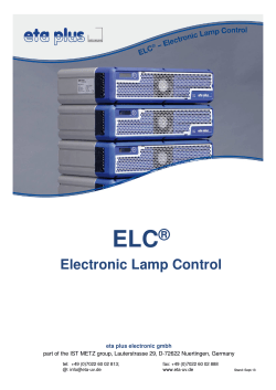Electronic Lamp Control - ETA PLUS ELECTRONIC GmbH