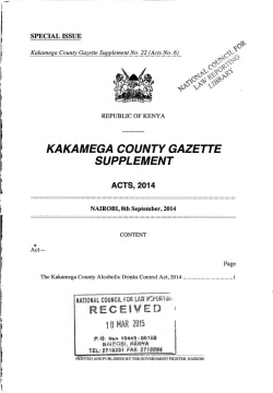 Kakamega County Alcoholic Drinks Control Act, 2014