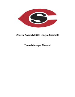 Central Saanich Little League Baseball Team Manager Manual
