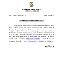 Tender Notification:OU RATE CONTRACT 2014-15.