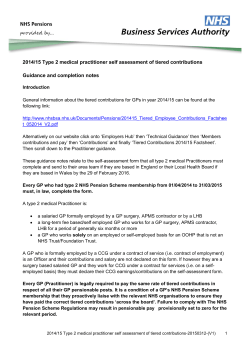 2014/15 Type 2 medical practitioner self assessment of tiered
