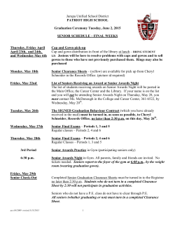 Schedule for Seniors 2015 - Patriot high School Warriors