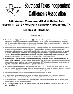Sale Rules - Independent Cattlemen`s Association of Texas