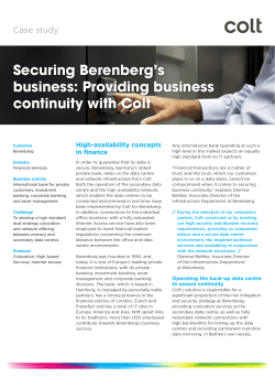 Berenberg bank case study - Colt Data Centre Services