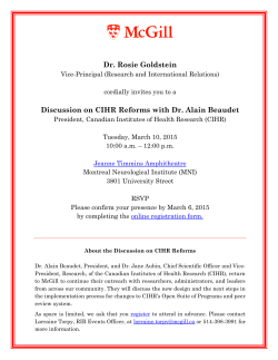 Dr. Rosie Goldstein Discussion on CIHR Reforms with Dr. Alain