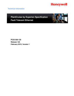 PlantCruise by Experion Specification Fault Tolerant Ethernet