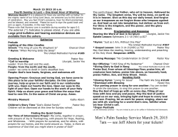 Men`s Palm Sunday Service March 29, 2015 7am --