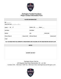 Darlington Football Academy Player Contact Information Form
