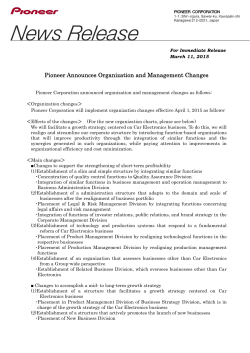 Pioneer Announces Organization and Management Changes (PDF