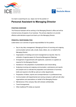Personal Assistant to Managing Director
