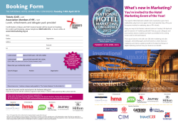 Booking Form - National Hotel Marketing Conference