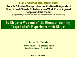 Is Biogas a Way out of the Biomass