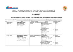 KSEDM RANK LIST - Thiruvananthapuram(10.03.2015)