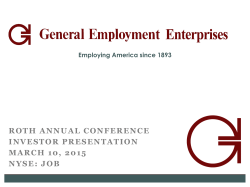 Investor Presentation - General Employment Enterprises