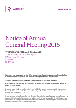 Notice of Annual General Meeting 2015