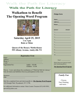 Walkathon to Benefit The Opening Word Program