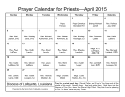 Prayer Calendar for Priests—April 2015