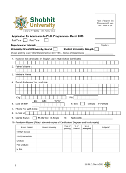 Ph.D. Application Form March 2015