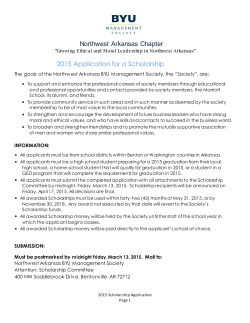 Northwest Arkansas Chapter 2015 Application for a Scholarship
