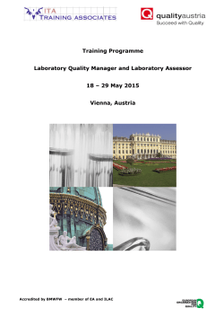 Training Programme Laboratory Quality Manager