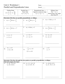 Unit 6: Worksheet 1 Parallel and Perpendicular Lines