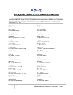 School of Arts and Sciences Faculty Roster