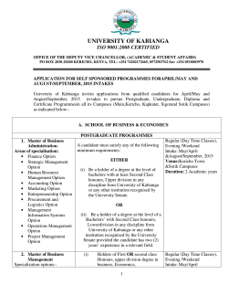 UNIVERSITY OF KABIANGA