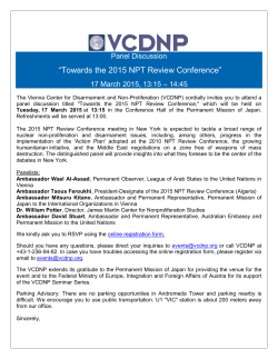 “Towards the 2015 NPT Review Conference”