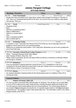 Thursday`s Notices - James Hargest College