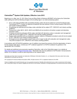 ClaimsXten System Edit Updates, Effective June 2015