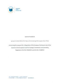Opinion No 11/2015 concerning the proposal for a Regulation of the