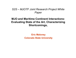 S2S – MJOTF Joint Research Project White Paper MJO and