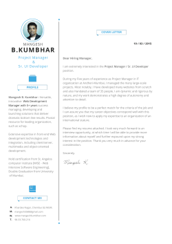 resume as PDF format - Portfolio : : Mangesh Kumbhar