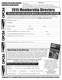 2015 OPCEA Directory Questionnaire Form