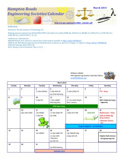 Hampton Road Engineering Societies Calendar