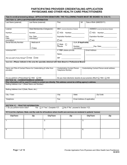 participating provider credentialing application physicians and other