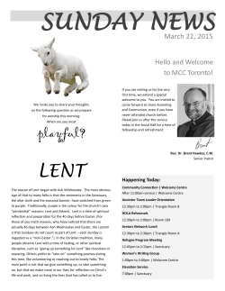 SUNDAY NEWS - Metropolitan Community Church of Toronto