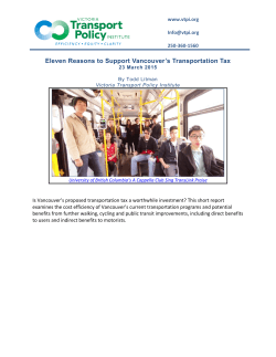 Eleven Reasons to Support Vancouver`s Transportation Tax