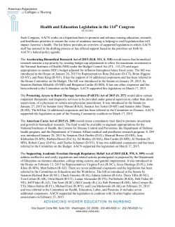 AACN`s List of Supported Legislation in the 114th Congress