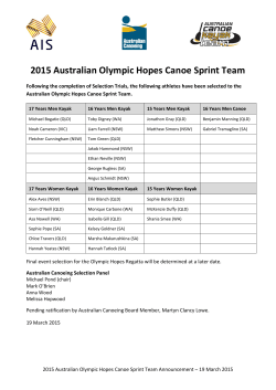 2015 Olympic Hopes Sprint team announcement