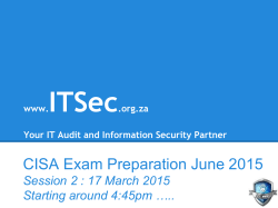 CISA Exam Preparation June 2015