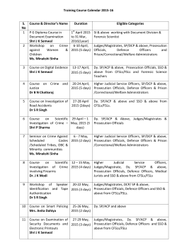 Training Course Calendar 2015-16