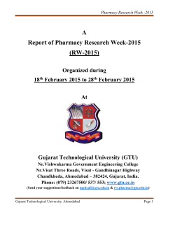 Pharmacy Research Week -2015 - Gujarat Technological University