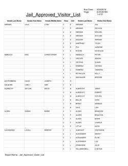 Jail Approved Visitor List