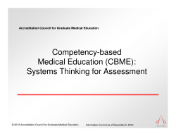 Competency-based Medical Education (CBME): Systems Thinking