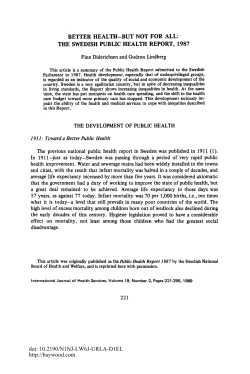 better health-but not for all: the swedish public health report, 1987
