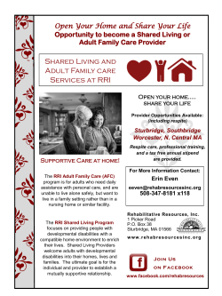 Shared Living and Adult Family care Services at RRI